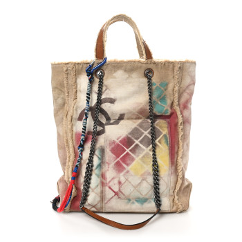 CHANEL Canvas Graffiti Art School Oh My Boy Tote Beige Multicolor