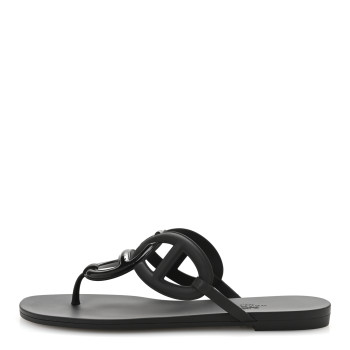 HERMES Rubber Womens Egerie Sandals 39 Black