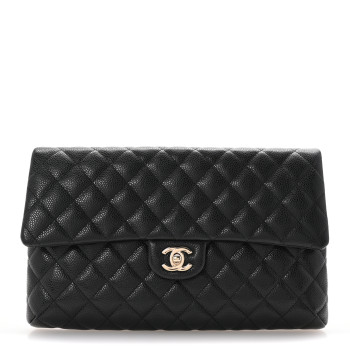CHANEL Caviar Quilted Flap Clutch Black
