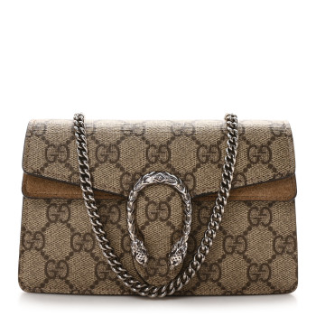 GUCCI GG Supreme Monogram Super Mini Dionysus Shoulder Bag Taupe