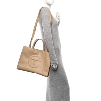 TELFAR Vegan Leather Medium Shopping Bag Cream