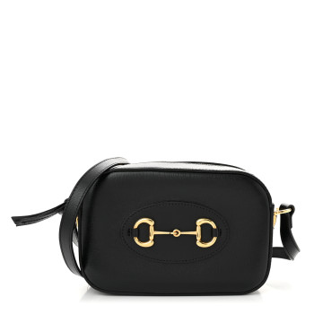 GUCCI Calfskin Mini Horsebit 1955 Camera Shoulder Bag  Black