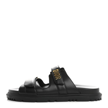 CHRISTIAN DIOR Lambskin Dioract 10mm Slide Sandals 41 Black