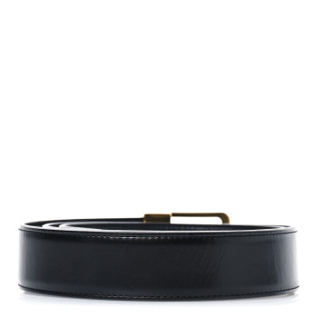SAINT LAURENT Lacquered Calfskin La 66 Buckle Belt 90/36 Black