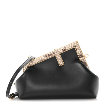 FENDI Shiny Nappa Snakeskin Small Fendi First Black