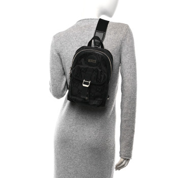 GUCCI Econyl Nylon Monogram Off The Grid Sling Backpack Black