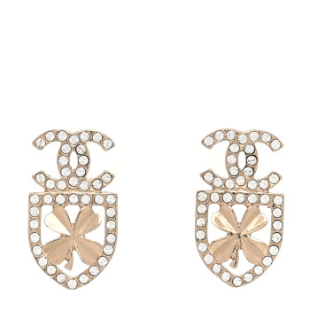 CHANEL Crystal CC Sergeant Chanel Earrings Gold