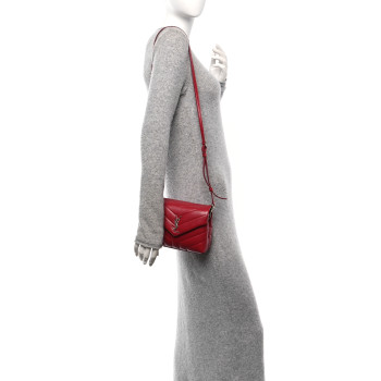 SAINT LAURENT Calfskin Y Quilted Monogram Toy Loulou Crossbody Bag New Lipstick