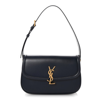 SAINT LAURENT Box Calfskin Monogram Medium Solferino Shoulder Bag Blue