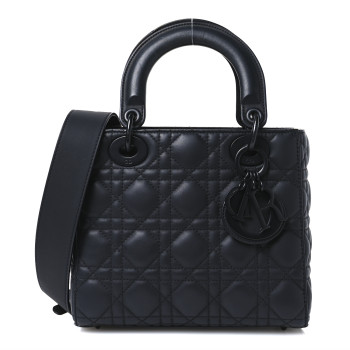 CHRISTIAN DIOR Ultra Matte Calfskin Cannage Small My ABCDior Lady Dior Black