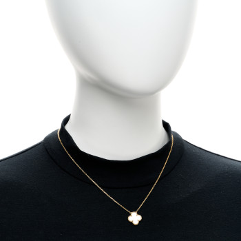 VAN CLEEF & ARPELS 18K Yellow Gold Mother of Pearl Vintage Alhambra Pendant Necklace