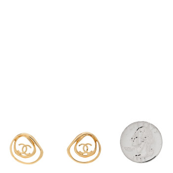 CHANEL Metal CC Swirl Earrings Gold