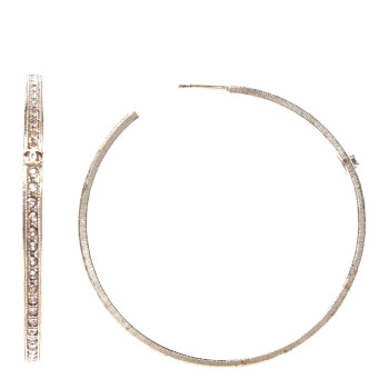 CHANEL Crystal CC Hoop Earrings Pale Pink Gold