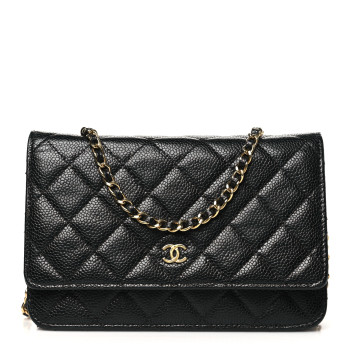 CHANEL Caviar Quilted Wallet on Chain WOC Black