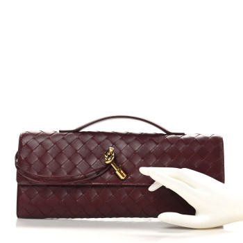BOTTEGA VENETA Nappa Intrecciato Long Andiamo Top Handle Clutch Barolo