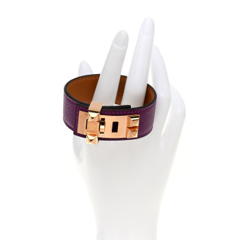 HERMES Evercolor Collier de Chien 24 Bracelet T3 Anemone