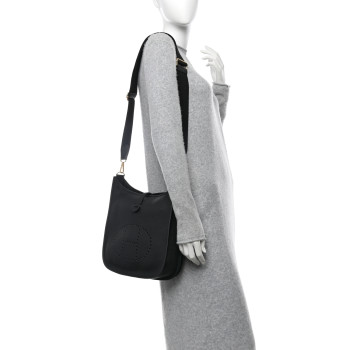 HERMES Taurillon Clemence EVELYNE III PM Black
