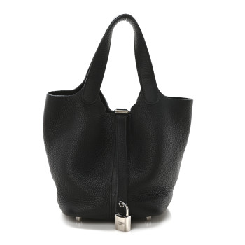 HERMES Taurillon Clemence Picotin Lock 18 PM Black