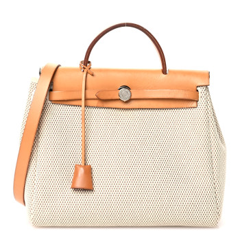HERMES Toile Vache Calfskin Herbag 30 PM Naturel