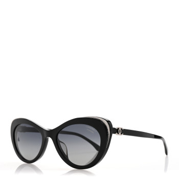 CHANEL Acetate Polarized Cat Eye CC Sunglasses 5432 Black