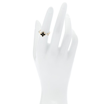 LOUIS VUITTON 18K Yellow Gold Diamond Black Onyx Mini Color Blossom Star Ring 52 6