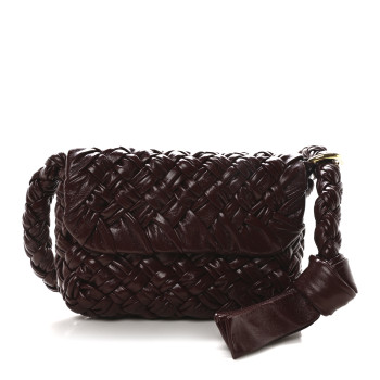 BOTTEGA VENETA Calfskin Foulard Intreccio Kalimero Citta Shoulder Bag Barolo