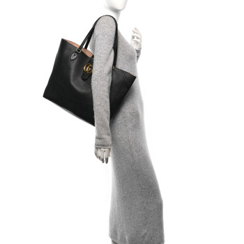 GUCCI New Sakai Calfskin Lux Medium Dahlia Tote  Black