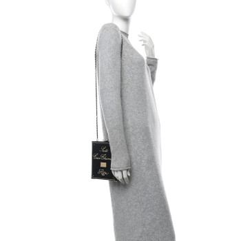 CHANEL Lambskin Room Card Minaudiere Evening Bag Black Gold