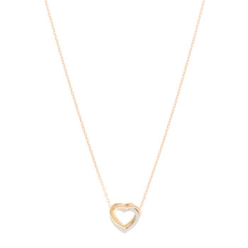CARTIER 18K Pink Yellow White Gold Diamond Trinity Heart Pendant Necklace