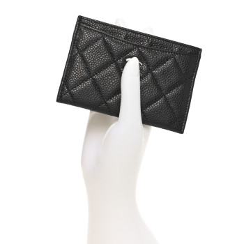 CHANEL Caviar Quilted Card Holder Black