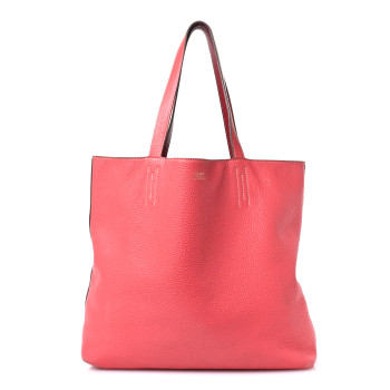 HERMES Taurillon Clemence Double Sens Reversible Tote 36 Rubis Bougainvillea