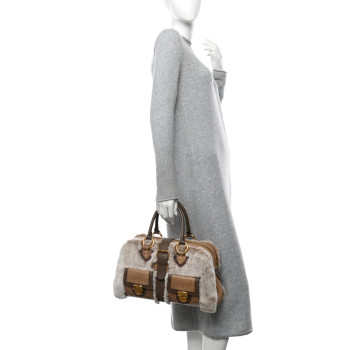 MARC JACOBS Chinchilla Fur Lizard Venetia Satchel Streak