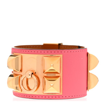 HERMES Swift Collier de Chien CDC Bracelet T2 Rose Azalee