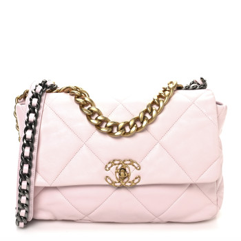 CHANEL Lambskin Quilted Large Chanel 19 Flap Light Pink