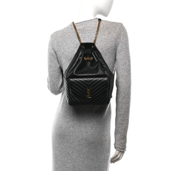 SAINT LAURENT Lambskin Matelasse Monogram Joe Backpack Black