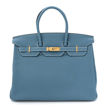 HERMES Togo Birkin 35 Blue Jean