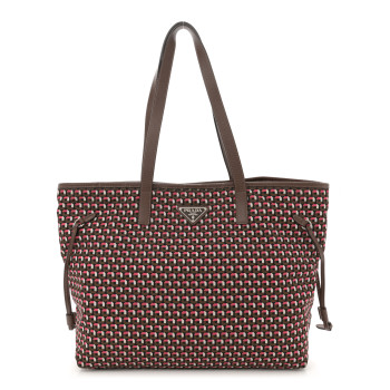 PRADA Tessuto Stampato Nylon Saffiano Otta Print Tote Rosa