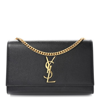 SAINT LAURENT Grain De Poudre Medium Classic Monogram Kate Satchel Black
