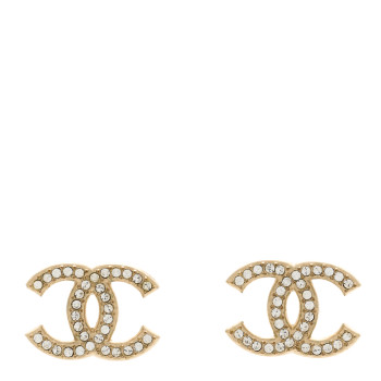CHANEL Crystal CC Earrings Gold