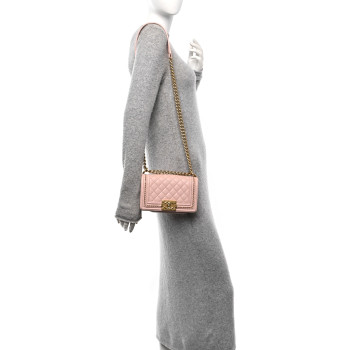 CHANEL Lambskin Quilted Small Chain Around Boy Flap Pink