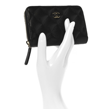 CHANEL Caviar Quilted Zip Coin Purse Black