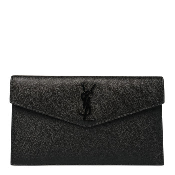 SAINT LAURENT Grain De Poudre Monogram Uptown Pouch Black