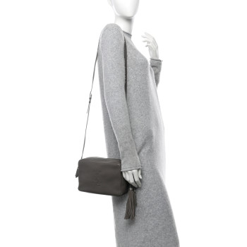 SAINT LAURENT Lambskin Monogram Small Lou Camera Bag Fog