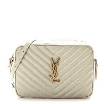 SAINT LAURENT Calfskin Matelasse Monogram Lou Camera Bag Crema Soft