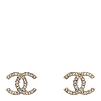 CHANEL Crystal CC Earrings Silver