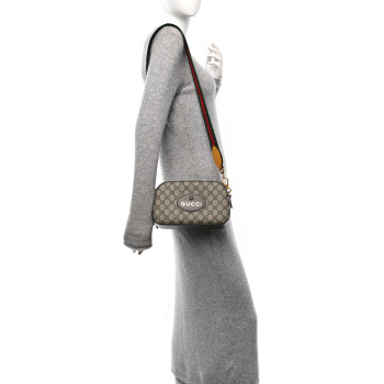 GUCCI GG Supreme Monogram Web Neo Vintage Shoulder Bag Beige New Acero Crop
