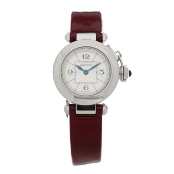 CARTIER Stainless Steel Patent 27mm Miss Pasha Quartz Watch Red