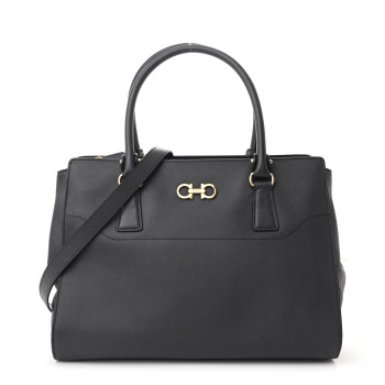 SALVATORE FERRAGAMO Saffiano Large Beky Tote Gray