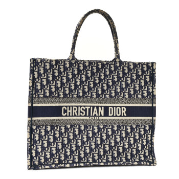 CHRISTIAN DIOR Oblique Large Book Tote Blue Multicolor