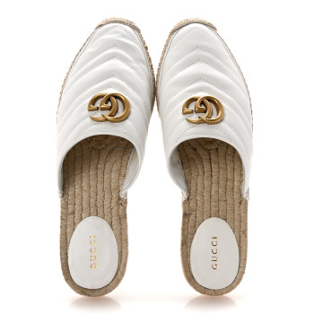 GUCCI Nappa Matelasse GG Marmont Espadrille Slippers 40 Great White